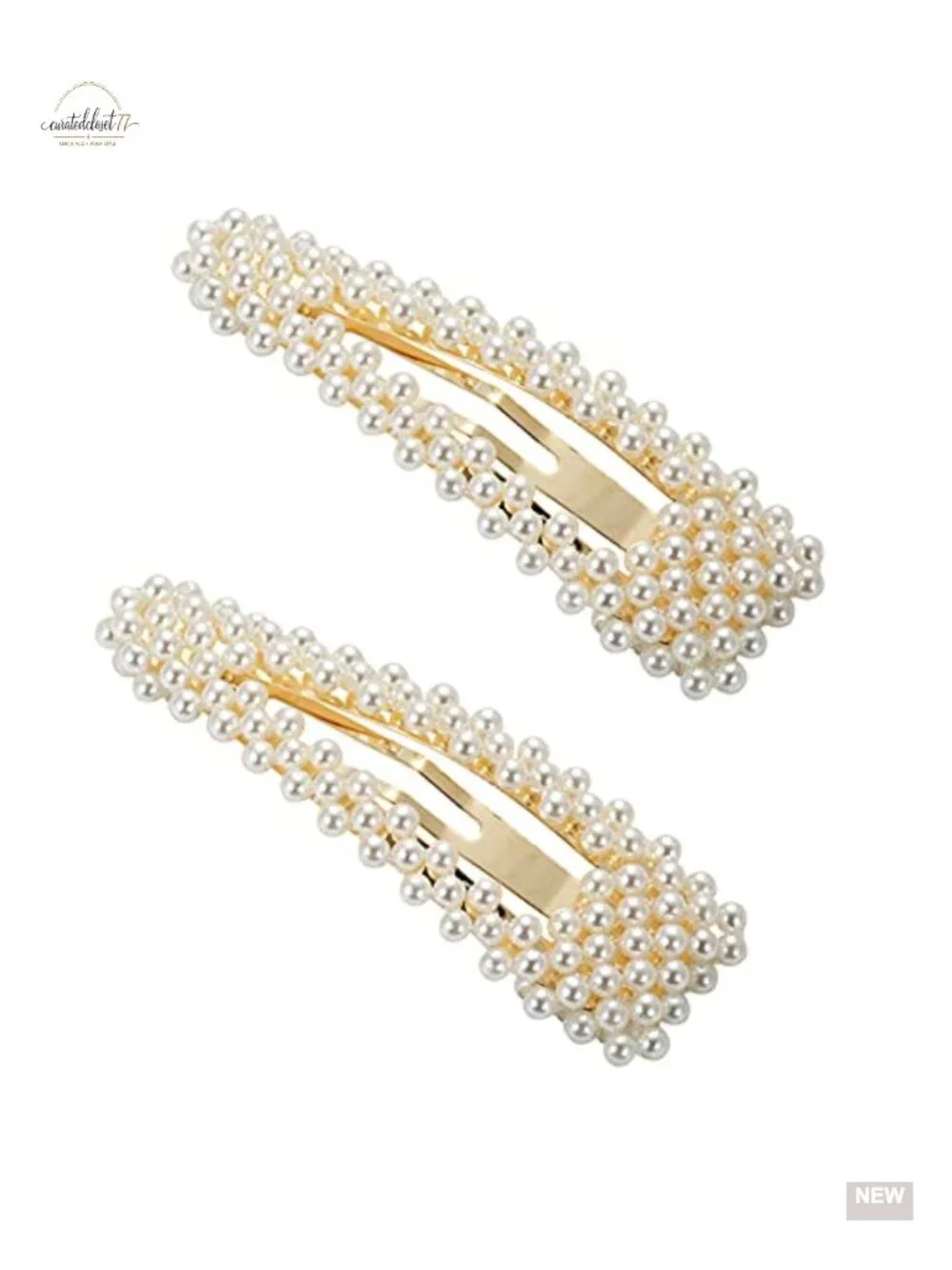 2pcs Pearl Snap Hair Clips for Women - Large Hair Barrettes for Wedding Party